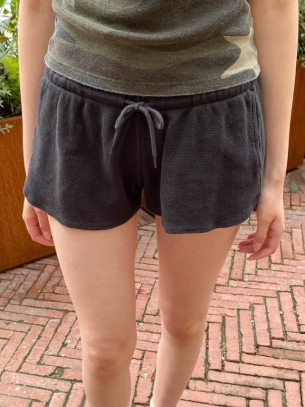 Brandy Melville Waffle Knit Lounge Shorts - Black | One Size